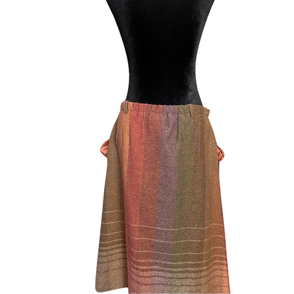 Vintage 70s Prestige of Boston Skirt 2 Pocket Striped Pattern Midi WOW!